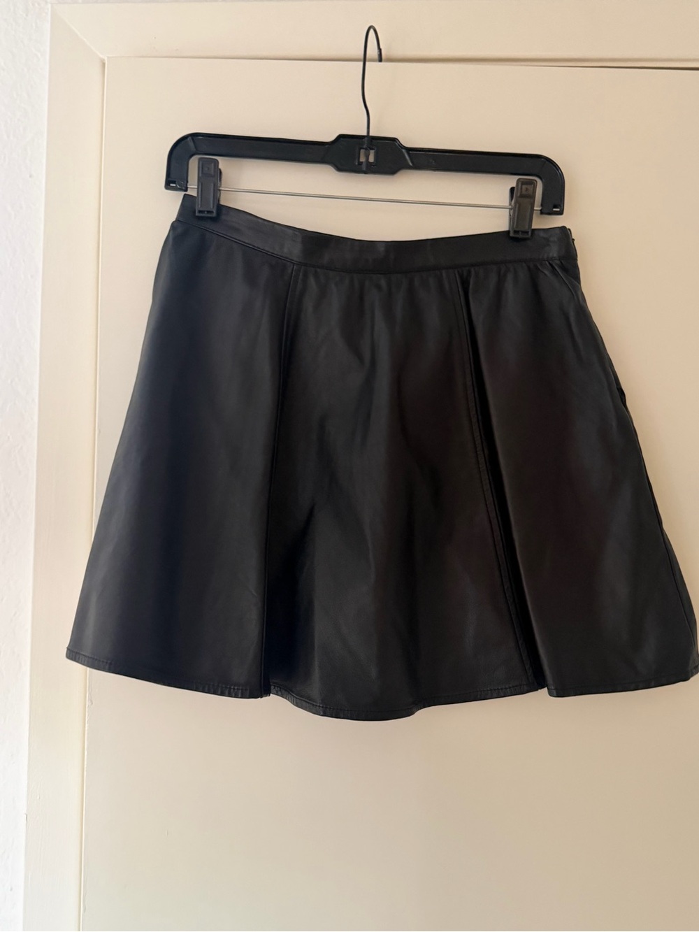 Rails Black Real Leather Skirt